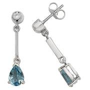 Aquamarine and Diamond Earring in 9K White Gold