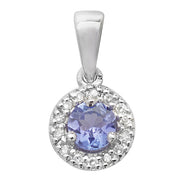 Tanzanite and Diamond Pendant in 9K White Gold