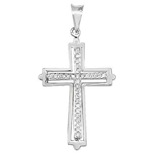 Diamond Cross Pendant in 18K White Gold