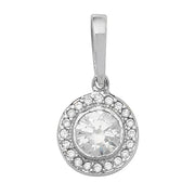 9K White Gold Round Cz Pendant