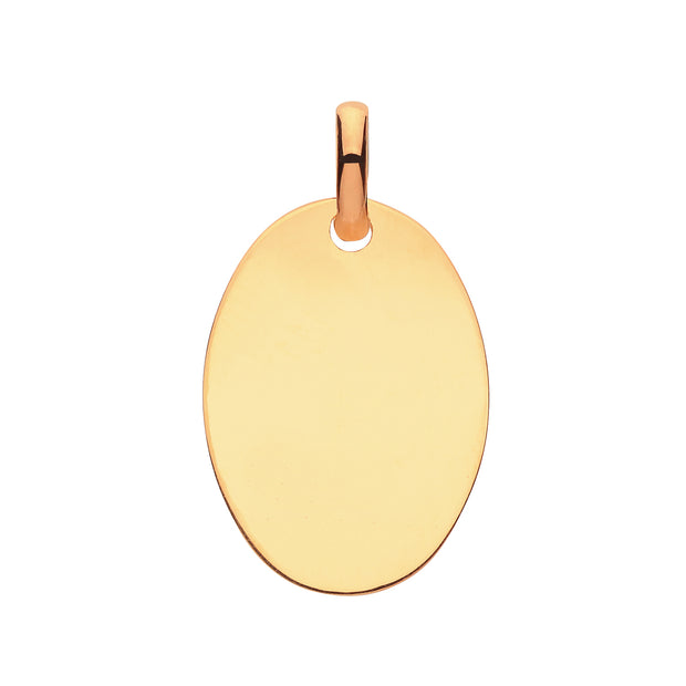 9K Yellow Gold Oval Plain Pendant