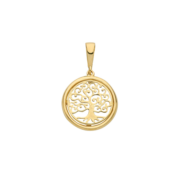 9K Yellow Gold Tree Of LifeRoundPendant