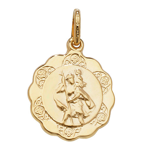 9K Yellow Gold St Christopher Hollow Pendant