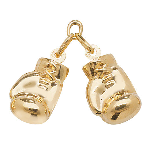 9K Yellow Gold Large Double Boxing Glove Pendant | Charmé