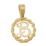 9K Yellow Gold Rope Initial Pendant