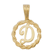 9K Yellow Gold Rope Initial Pendant