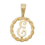 9K Yellow Gold Rope Initial Pendant