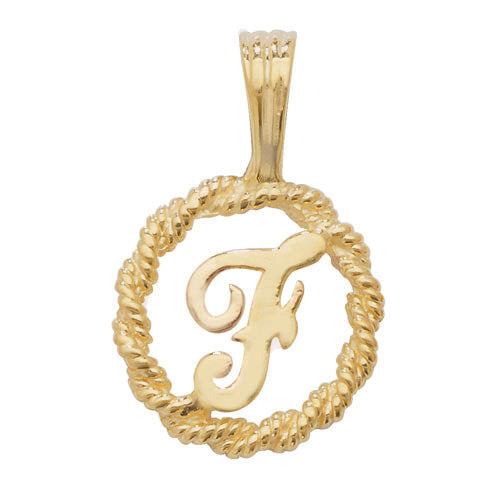 9K Yellow Gold Rope Initial Pendant