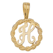 9K Yellow Gold Rope Initial Pendant