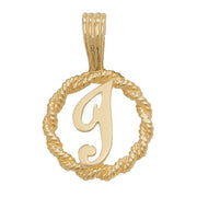 9K Yellow Gold Rope Initial Pendant