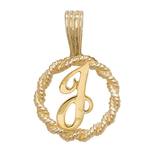 9K Yellow Gold Rope Initial Pendant