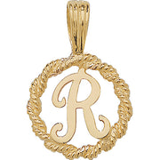 9K Yellow Gold Rope Initial Pendant