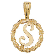 9K Yellow Gold Rope Initial Pendant