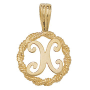 9K Yellow Gold Rope Initial Pendant