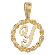 9K Yellow Gold Rope Initial Pendant