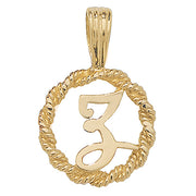 9K Yellow Gold Rope Initial Pendant