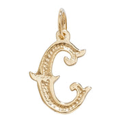 9K Yellow Gold Gothic Initial Pendant