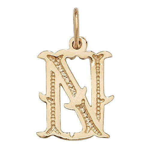 9K Yellow Gold Gothic Initial Pendant