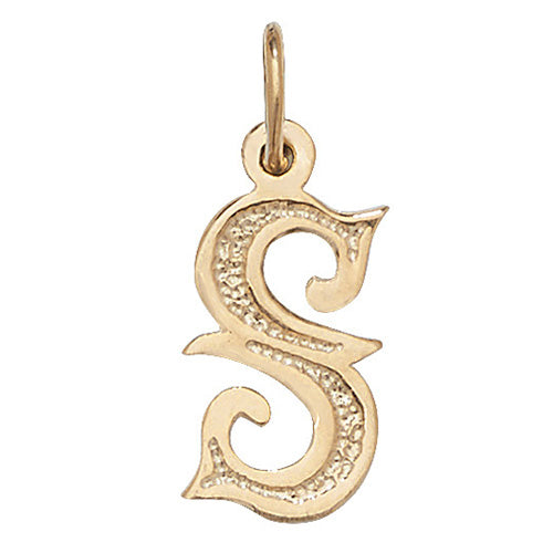 9K Yellow Gold Gothic Initial Pendant