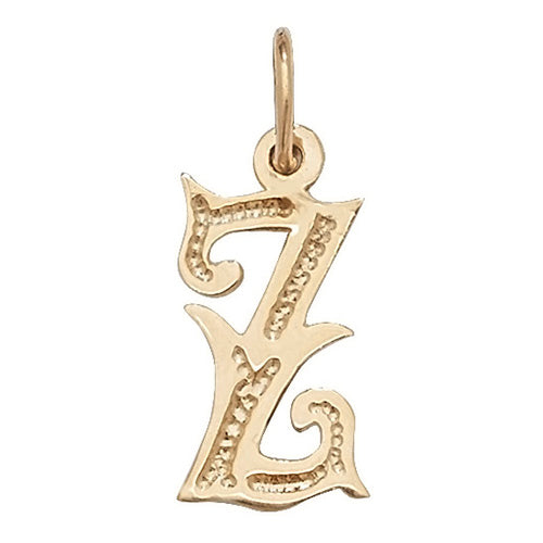 9K Yellow Gold Gothic Initial Pendant