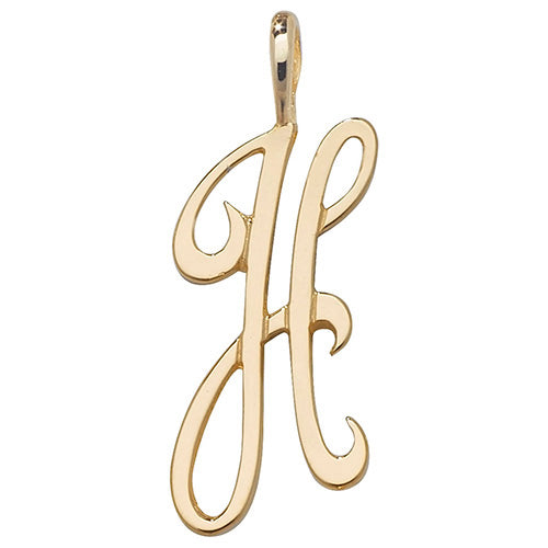 9K Yellow Gold Polished Script Initial Pendant