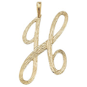 9K Yellow Gold Barked Script Initial Pendant