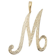 9K Yellow Gold Barked Script Initial Pendant