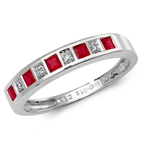 Ruby and Diamond Ring in 9K White Gold