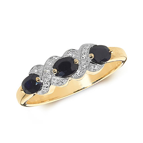 Sapphire and Diamond Ring in 9K Gold