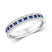 Sapphire and Diamond Ring in 9K White Gold