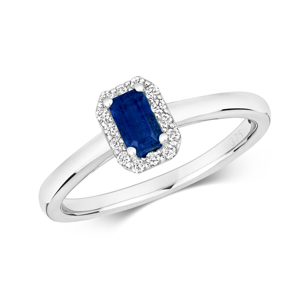 Sapphire and Diamond Ring in 9K White Gold