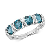 London Blue Topaz and Diamond Ring in 9K White Gold