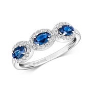 Sapphire and Diamond Ring in 9K White Gold