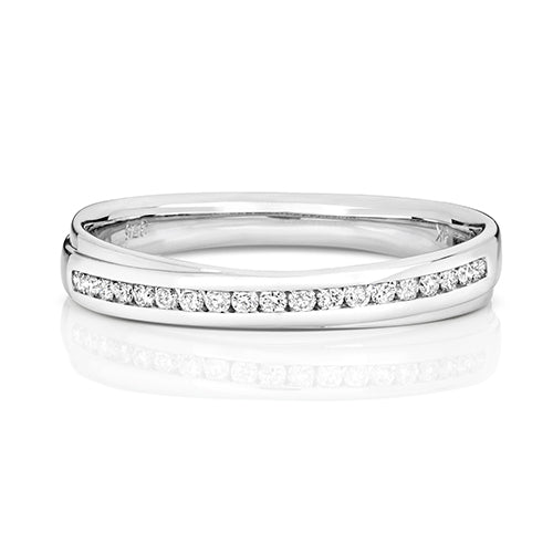 18K White Gold Wedding Ring with Diamond