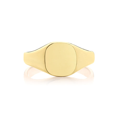 Medium Weight Cush Signet Ring in 9K Gold