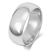 9K White Gold Wedding Ring Trad Court 8mm