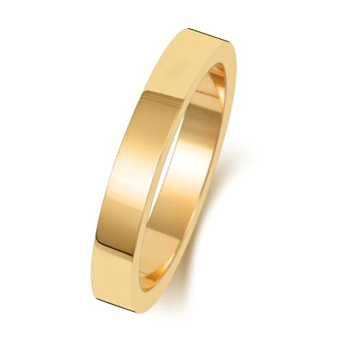 9K Yellow Gold Wedding Ring Flat 3 Mm