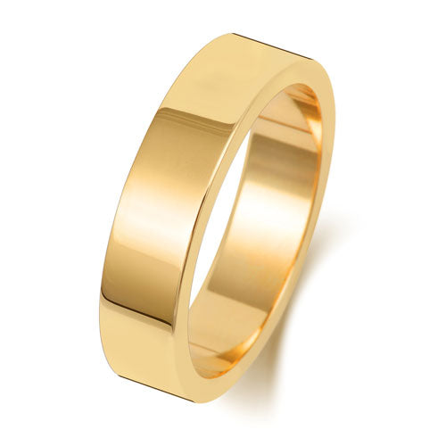 9K Yellow Gold Wedding Ring Flat 5 Mm