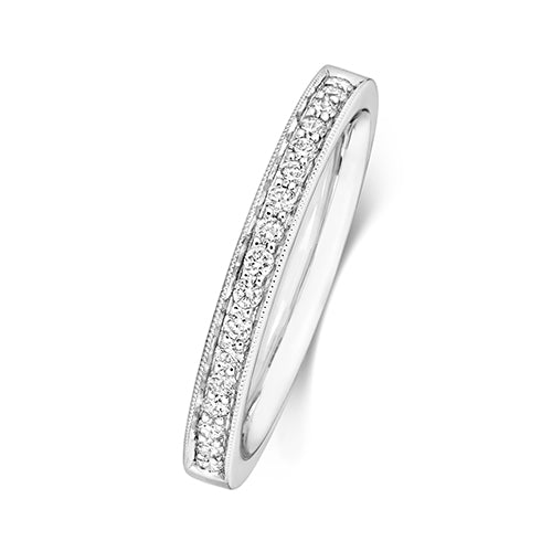 9K Diamond Eternity Ring White Gold-Millgrain Sides | Charmé