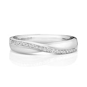 9K White Gold Crossover Diamond Ring