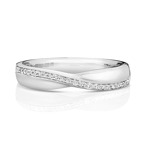 9K White Gold Crossover Diamond Ring