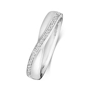 9K White Gold Crossover Diamond Ring