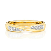 9K Yellow Gold Crossover Diamond Ring