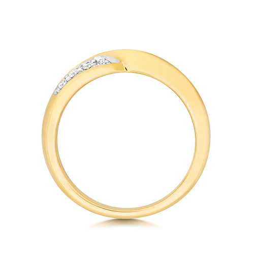 9K Yellow Gold Crossover Diamond Ring