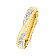 9K Yellow Gold Crossover Diamond Ring