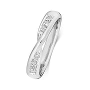 9K White Gold Crossover Diamond Ring