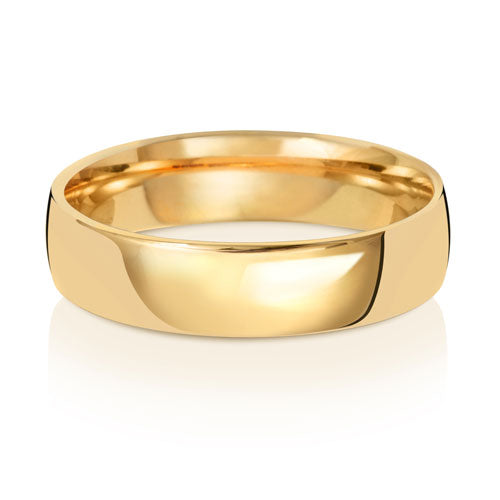 18K Yellow Gold Wedding Ring Slight Court 5mm