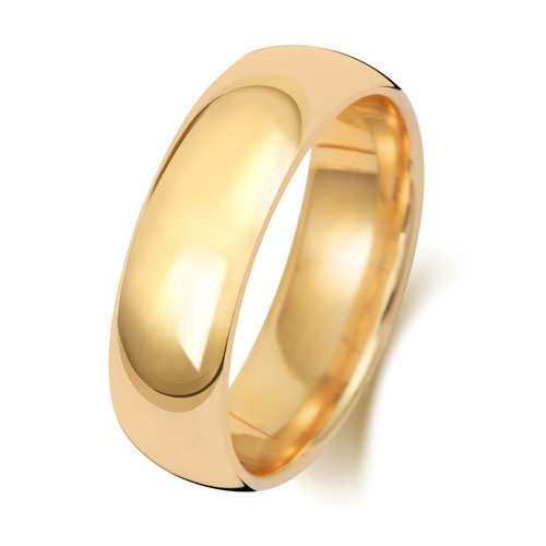 18K Yellow Gold Wedding Ring Trad Court 6mm