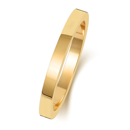 18K Yellow Gold Wedding Ring Flat 2mm