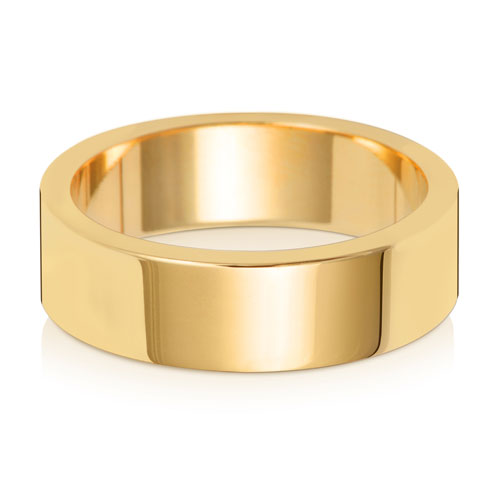 18K Yellow Gold Wedding Ring Flat 6mm